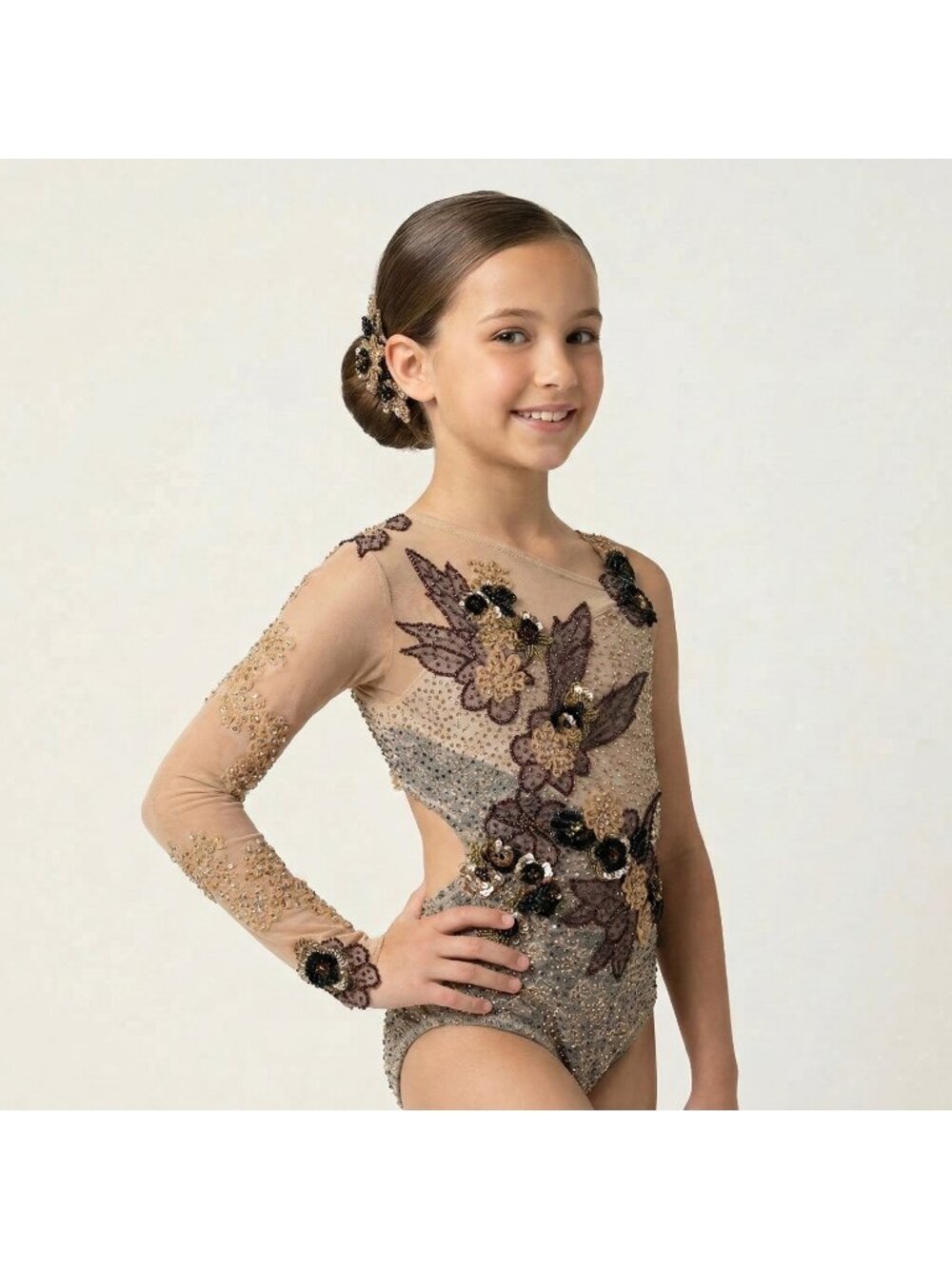 Annie Sutter Girl's Custom Costume Leotard with Rhinestone Crystals size 10-12